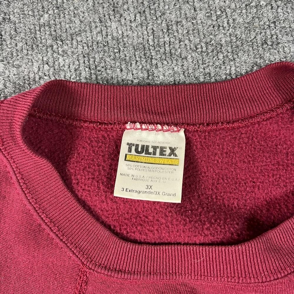 VTG Tultex Maximum Sweats Mens 3X Red Fleece Raglan Sweatshirt Made in USA - Picture 5 of 13
